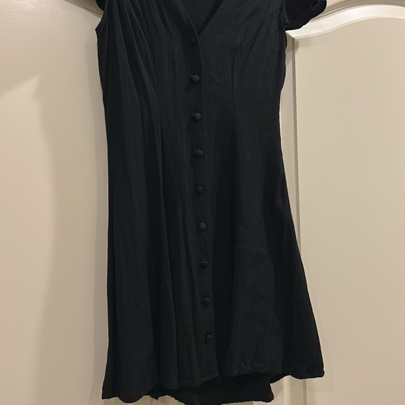 Reformation Black Flutter Sleeve Button Front Mini Dress - Picture 4 of 6